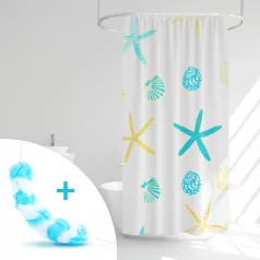   Zuhanyfüggöny szett fürdőpamaccsal - 3 féle - kék, zöld mintás - 180 x 180 cm