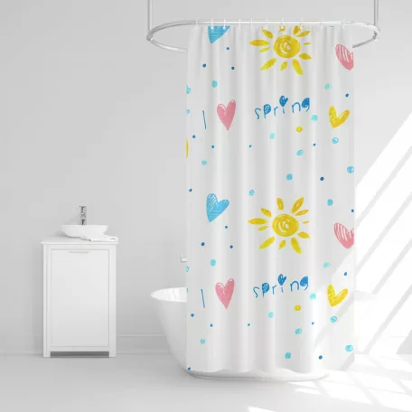 Zuhanyfüggöny - 3 féle - kék, tavasz, kockás mintás - 180 x 180 cm