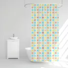 Zuhanyfüggöny - 3 féle - kék, tavasz, kockás mintás - 180 x 180 cm