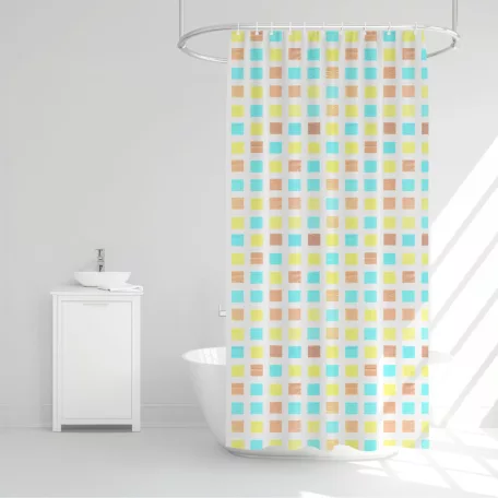 Zuhanyfüggöny - 3 féle - kék, tavasz, kockás mintás - 180 x 180 cm