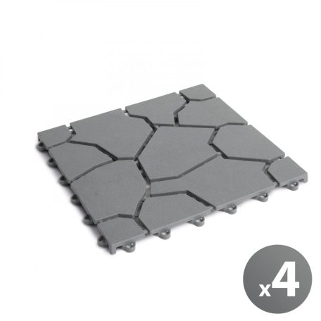 Kerti járólap - kőmintás - műanyag - szürke