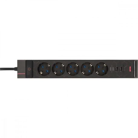 Gaming aljzat GSL 05 5 utas 2 USB töltési funkcióval 1,5 m H05VV-F3G1.5 TYPE F