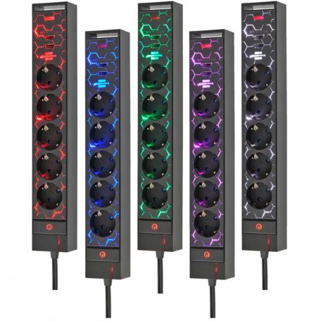 Gaming aljzat GSL 05 5 utas 2 USB töltési funkcióval 1,5 m H05VV-F3G1.5 TYPE F