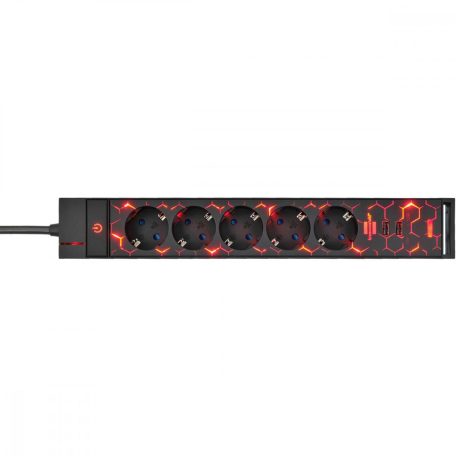 Gaming aljzat GSL 05 5 utas 2 USB töltési funkcióval 1,5 m H05VV-F3G1.5 TYPE F