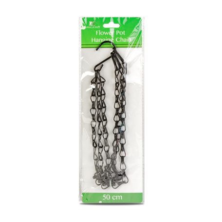 Virágcserép függesztőlánc - fém - fekete - 50 cm