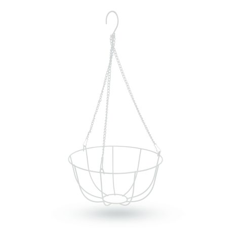 Akasztható fém kosár - virágcserépek rögzítéséhez - 25 cm - fehér