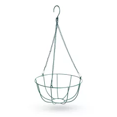   Akasztható fém kosár - virágcserépek rögzítéséhez - 25 cm - zöld