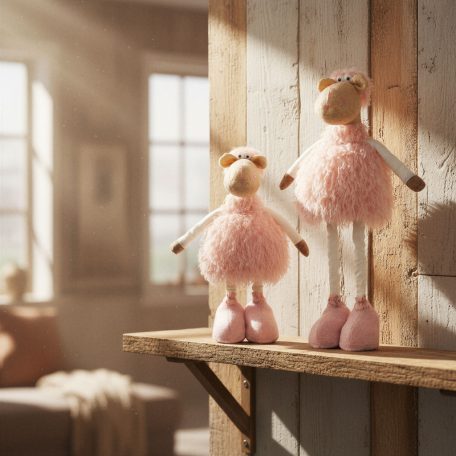 Textil dekoráció - bárány - teleszkópos - 50 x 19 x 15 cm