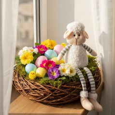 Textil dekoráció - bárány - 41 x 13 x 8 cm