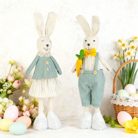 Textil dekoráció - nyuszi - 50 x 17 x 8 cm - 2 féle