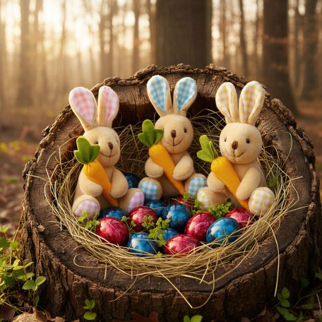 Textil dekoráció - nyuszi - 15 cm - 3 féle