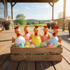 Textil dekoráció - csirke - 23 cm - 5 féle