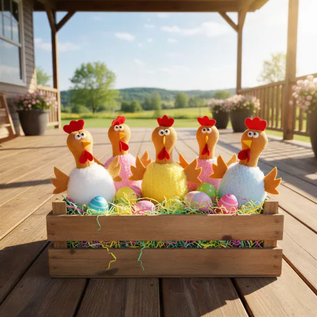 Textil dekoráció - csirke - 23 cm - 5 féle