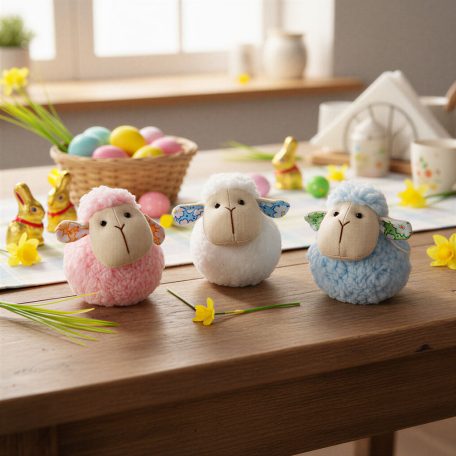 Textil dekoráció - bárány - 9 cm - 3 féle