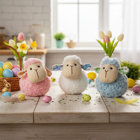 Textil dekoráció - bárány - 9 cm - 3 féle