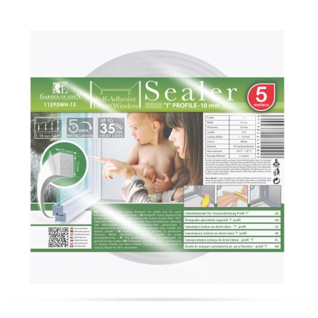 Öntapadós ajtó- ablakszigetelő habszalag - 5 m - fehér 15 mm