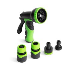   Öntözőpisztoly szett - 8 féle szórás - 1/2" - gumírozott - 5 részes