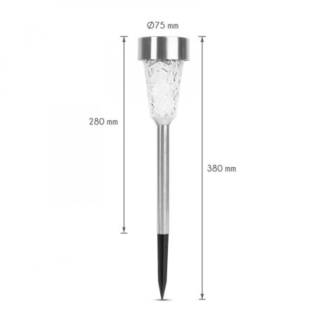 Leszúrható szolár lámpa - hidegfehér - 7,5 x 28 (+10) cm
