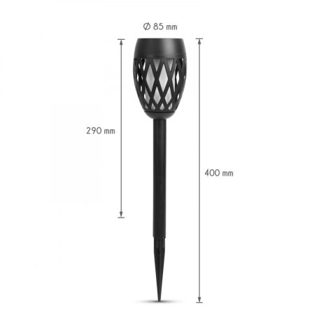 Leszúrható LED szolár - láng hatással - 8,5 x 29 (+11) cm