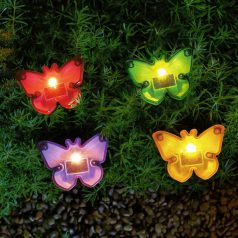   Leszúrható LED szolár - pillangók - színes - fekete - műanyag - 9 x 9 x 8,5 cm