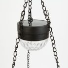 Felakasztható LED szolár - virág kaspó - fekete - műanyag - 26 x 16 cm