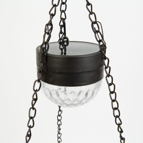 Felakasztható LED szolár - virág kaspó - fekete - műanyag - 26 x 16 cm