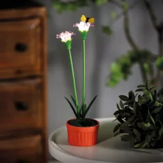   Szolár színes virág - 8 x 8 x 32 cm - 10 melegfehér LED - lila