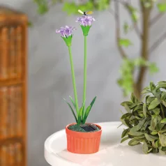   Szolár színes virág - 8 x 8 x 32 cm - 10 melegfehér LED - lila