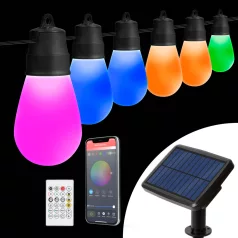   Smart szolár fényfüzér - 30 db RGBIC LED - 13 m - bluetooth