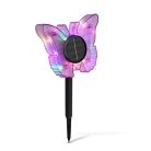 Leszúrható szolár pillangó - lila - 13 x 6,5 x 35 cm - melegfehér + színes LED