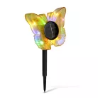 Leszúrható szolár pillangó - sárga - 13 x 6,5 x 35 cm - melegfehér + színes LED