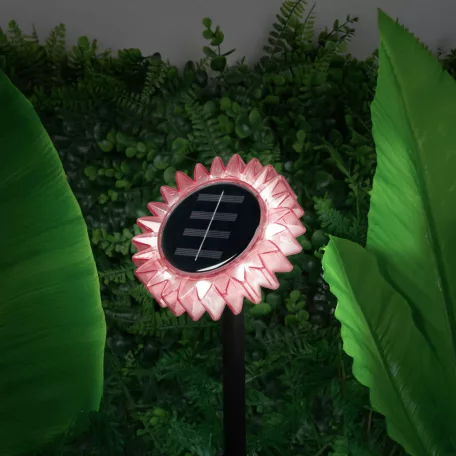 Szolár napraforgó - rózsaszín - leszúrható / felakasztható - 13 x 6,5 x 35 cm