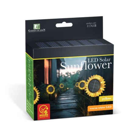 Szolár napraforgó - sárga - leszúrható / felakasztható - 13 x 6,5 x 35 cm