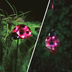   Szolár lámpa - katicabogár - leszúrható / csipeszes - piros - 15 x 7 x 16 cm - 6 LED