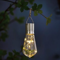   Felakasztható szolár lámpa - izzó - 4 melegfehér LED - 4,7 x 11 cm