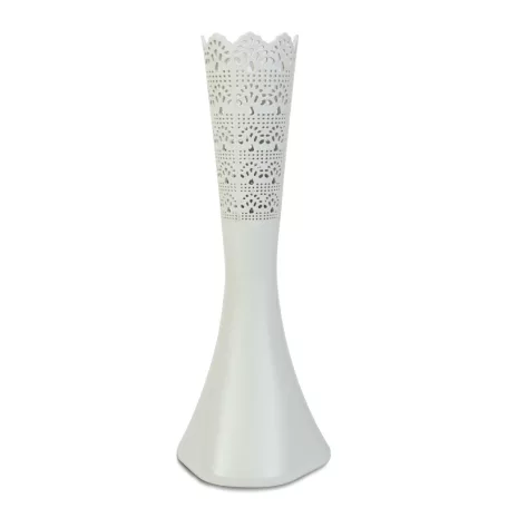Váza - lézervágott - fehér - 40 cm