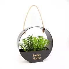   Fali dekoráció - műnövénnyel - akasztható - 19 x 19 cm - 2 féle