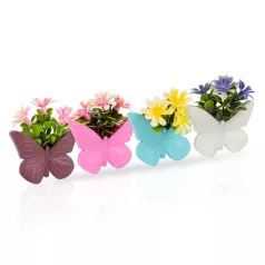   Műnövény dekoráció - pillangó - mágneses - 8 x 8 cm - 4 féle