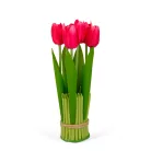 Műnövény dekoráció - tulipán - piros - 26 x 6,5 cm
