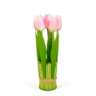 Műnövény dekoráció - tulipán - rózsaszín - 26 x 6,5 cm