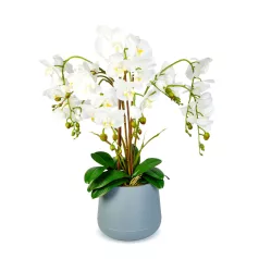 Műnövény dekoráció - orchidea - fehér - 83 cm