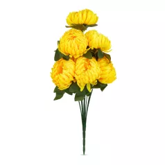 Műnövény dekoráció - krizantém - sárga - 12 x 58 cm