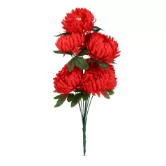 Műnövény dekoráció - krizantém - piros - 12 x 58 cm