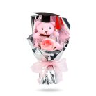 Műnövény dekoráció - rózsa, macival - 14 x 10,5 x 26 cm