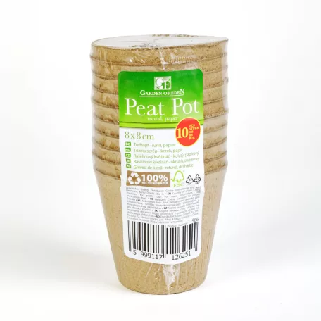 Palántanevelő cserép - Ø8 cm - kerek, papír - 10 db / csomag