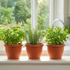 Műanyag virágcserép - terrakotta - 20 cm