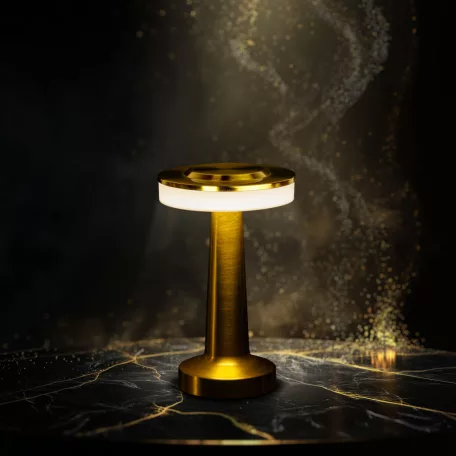 Asztali lámpa - arany színű - állítható színhőm, fényerő - akkumulátoros - USB