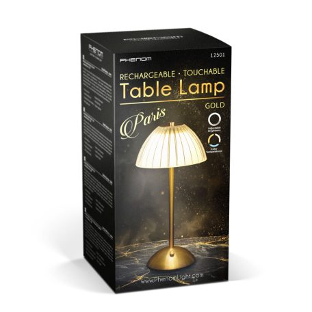 Asztali lámpa - arany színű - állítható színhőm, fényerő - akkumulátoros - USB