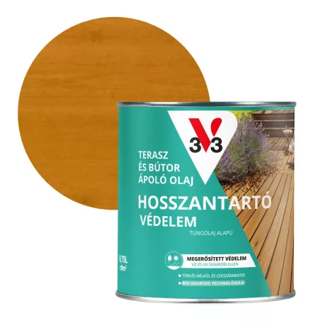 V33 Terasz és kerti bútor ápoló olaj 0,75l, Világos tölgy