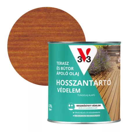 V33 Terasz és kerti bútor ápoló olaj 0,75l, Teak